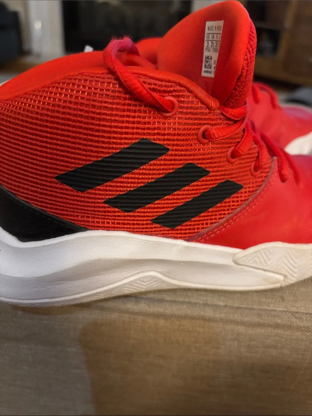 Adidas Kids Red High-Top Sneakers Basketball Shoes
